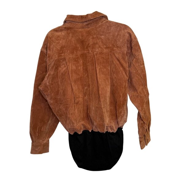 Vintage Bagatelle Womens Brown Suede Leather Button-Up Bodysuit Shirt Size Large - Picture 2 of 7